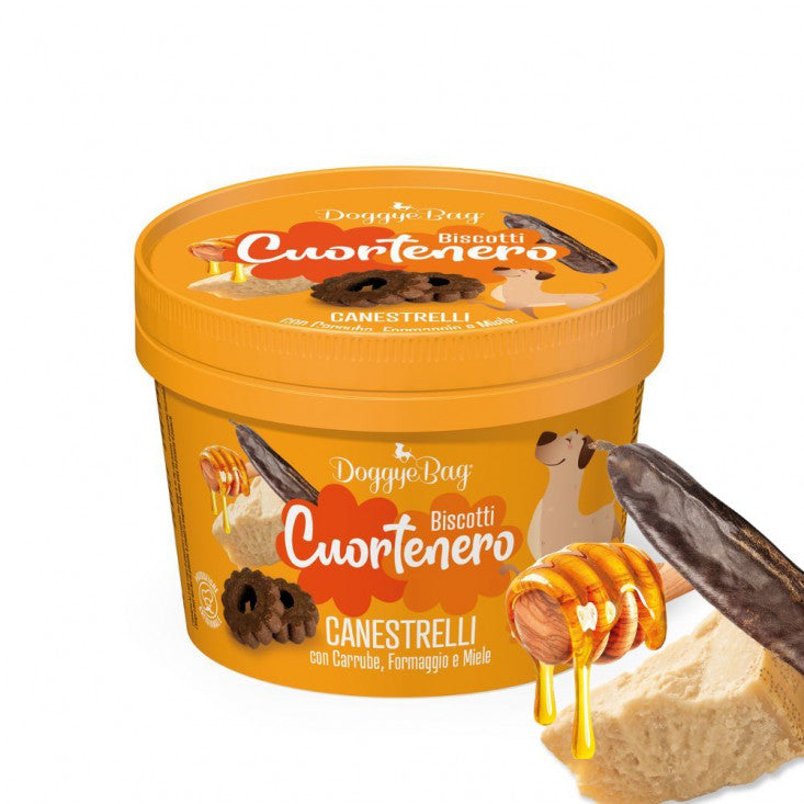DoggyeBag Cuortenero Canestrelli con Carrube, Formaggio e Miele 150g DoggyeBag Cuortenero Canestrelli con Carrube, Formaggio e Miele 150g